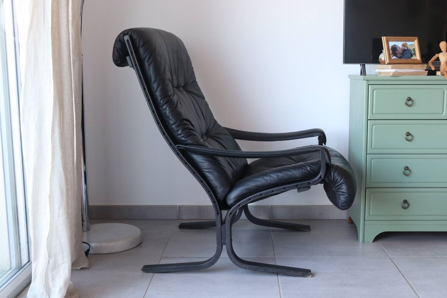 Siesta armchair Westnofa ingmar relling vintage black leather