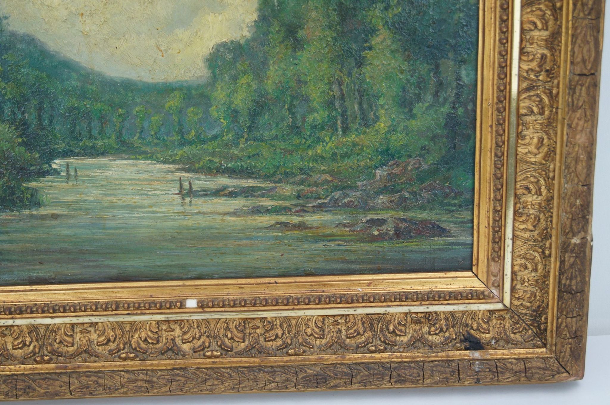 Huile sur panneau encadrée Paysage école française 19ème