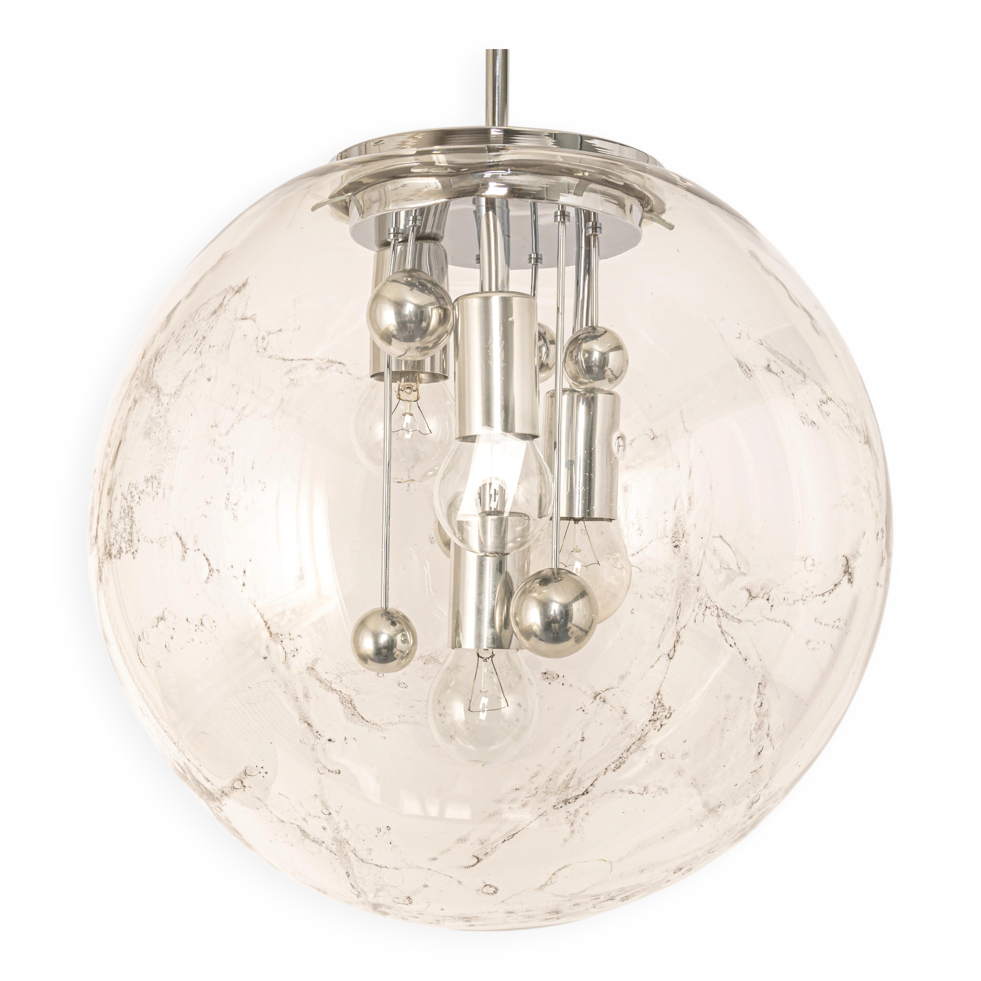 Large Sputnik ball pendant by Doria, Germany, 1970s.