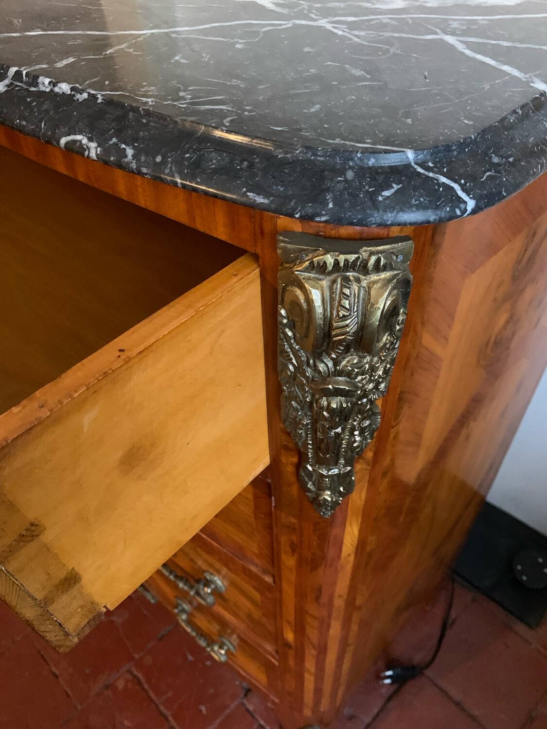 Beautiful black marble chest of drawers