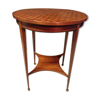 Table guéridon ronde marqueterie