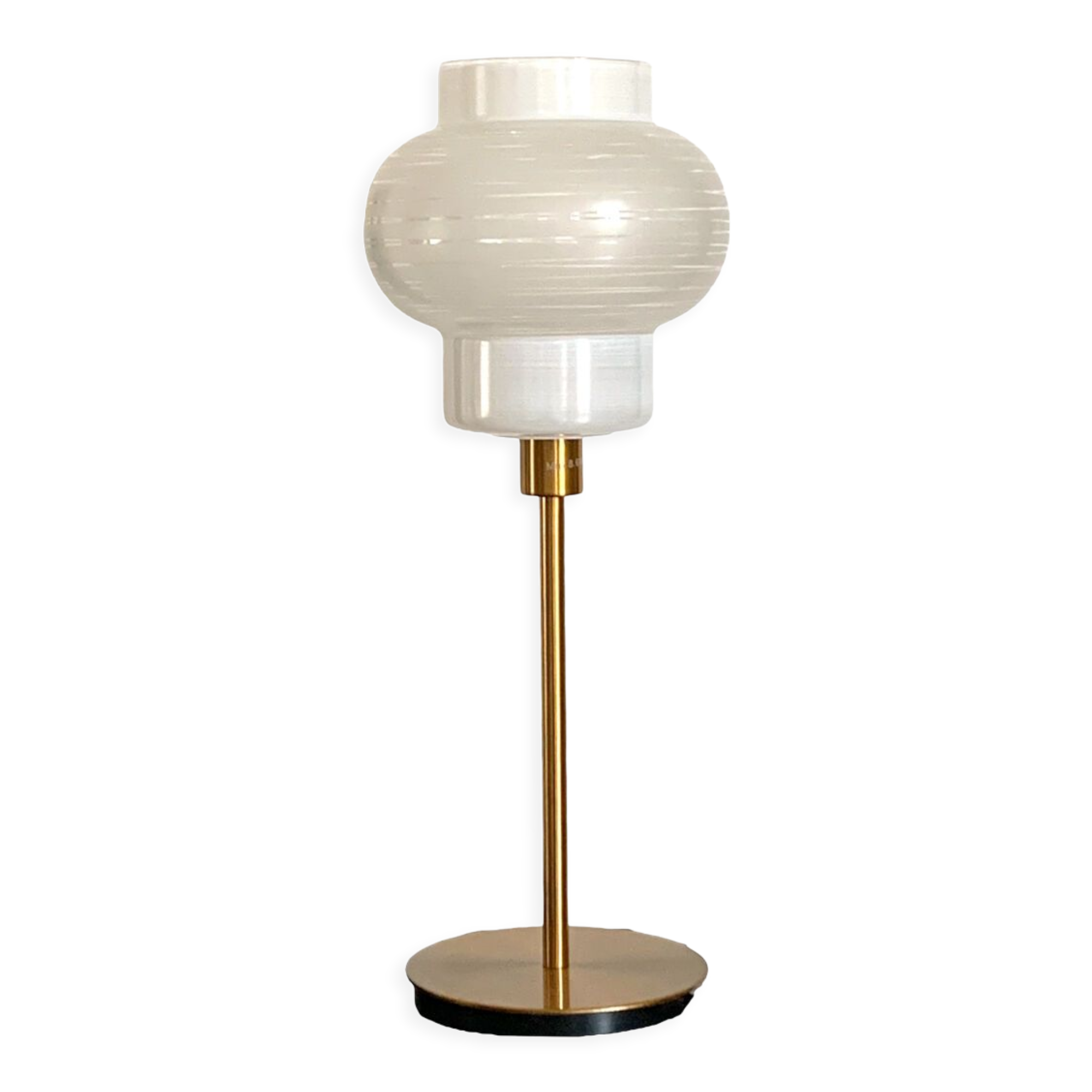 Vintage table lamp with a globe, white and gold