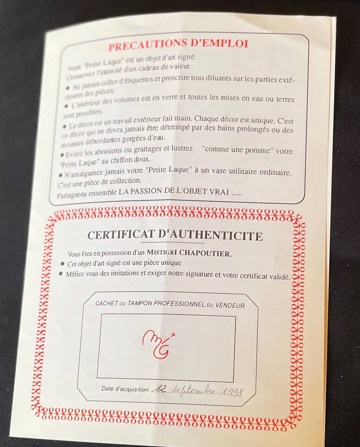 Mistigri Chapoutier vase, unique piece