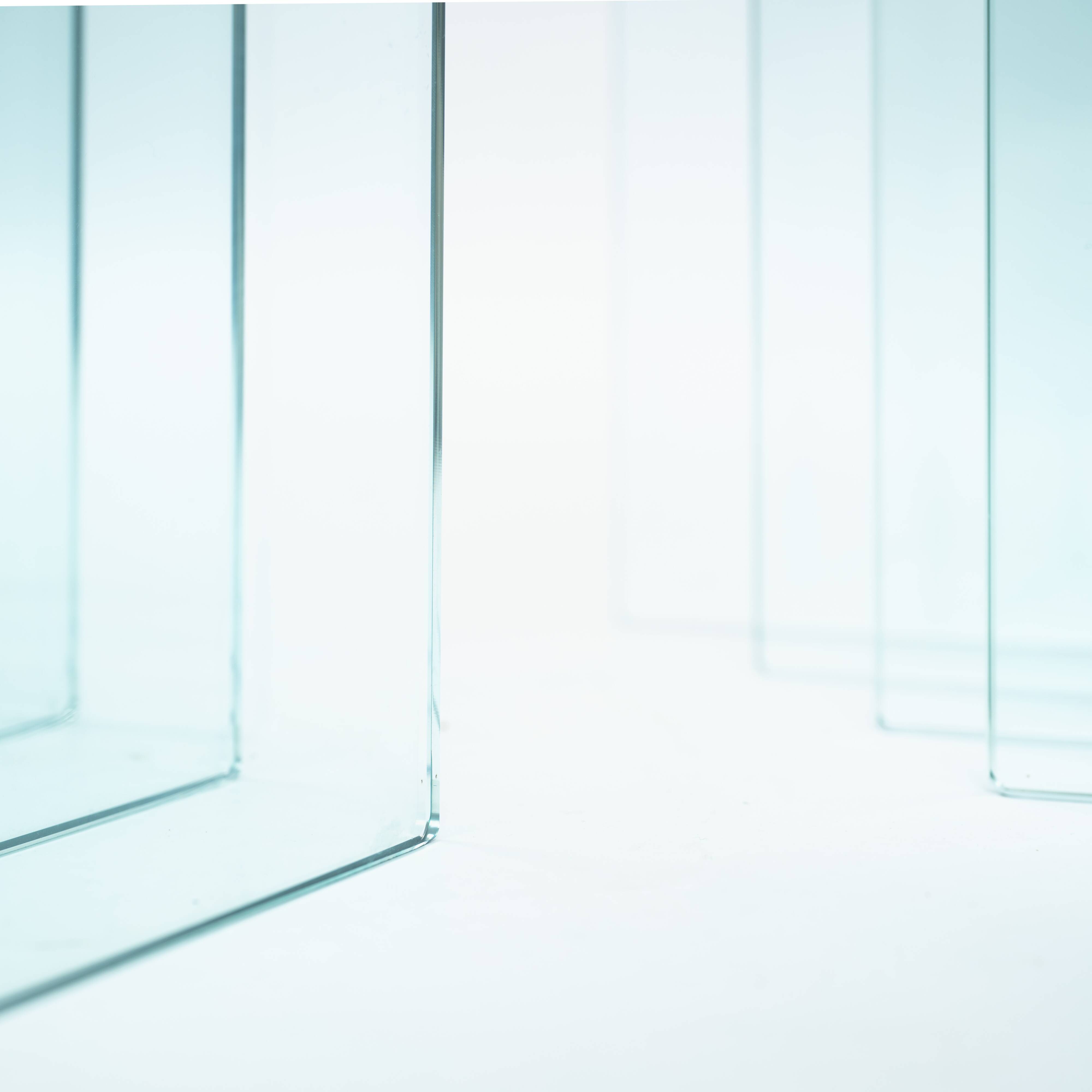 Tables gigognes Galotti & Radice en verre chromé, lot de 4, Italie, années 1970