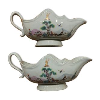 Paire de saucières recoupées, porcelaine chinoise, XVIIIeme siècle