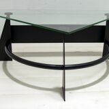 Modern and Contemporary Italian Coffee Table Blackened Metal and Glass Top