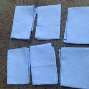 6 large vintage blue dyed damask cotton napkins