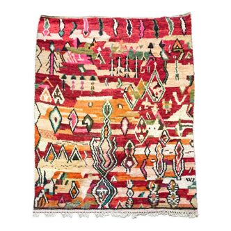 Tapis berbère marocain Boujaad rouge à motifs colorés 4,04x3m