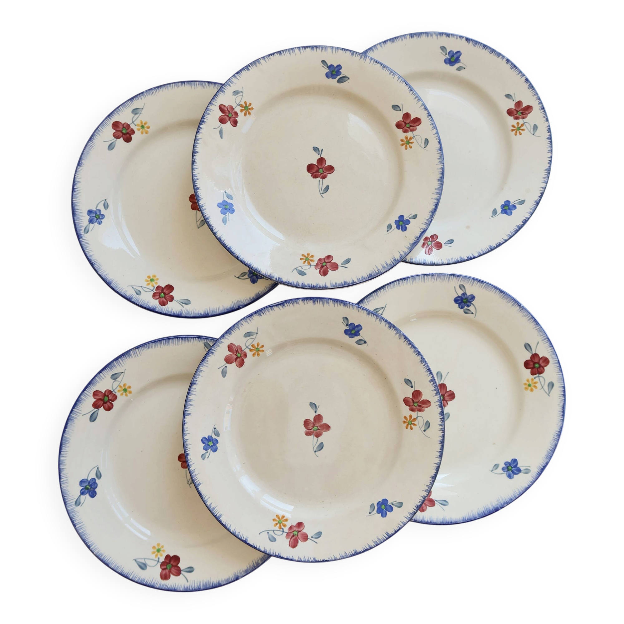 Assiettes plates vintage Digoin Sarreguemines modèle Mary-Lou