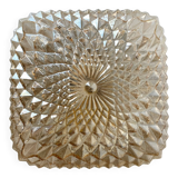 Square ceiling light in iridescent clear amber glass