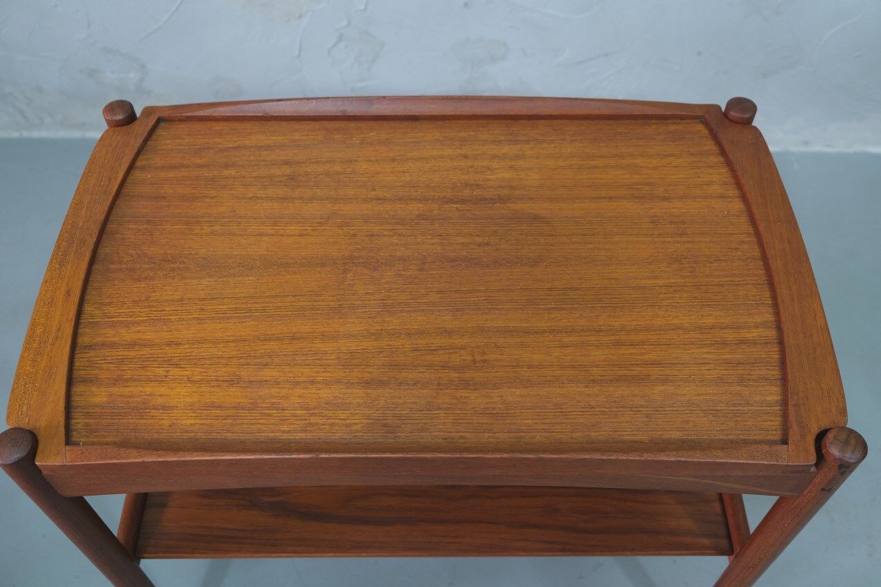 Danish teak bar cart with tray by Poul Hundevad, 1960s