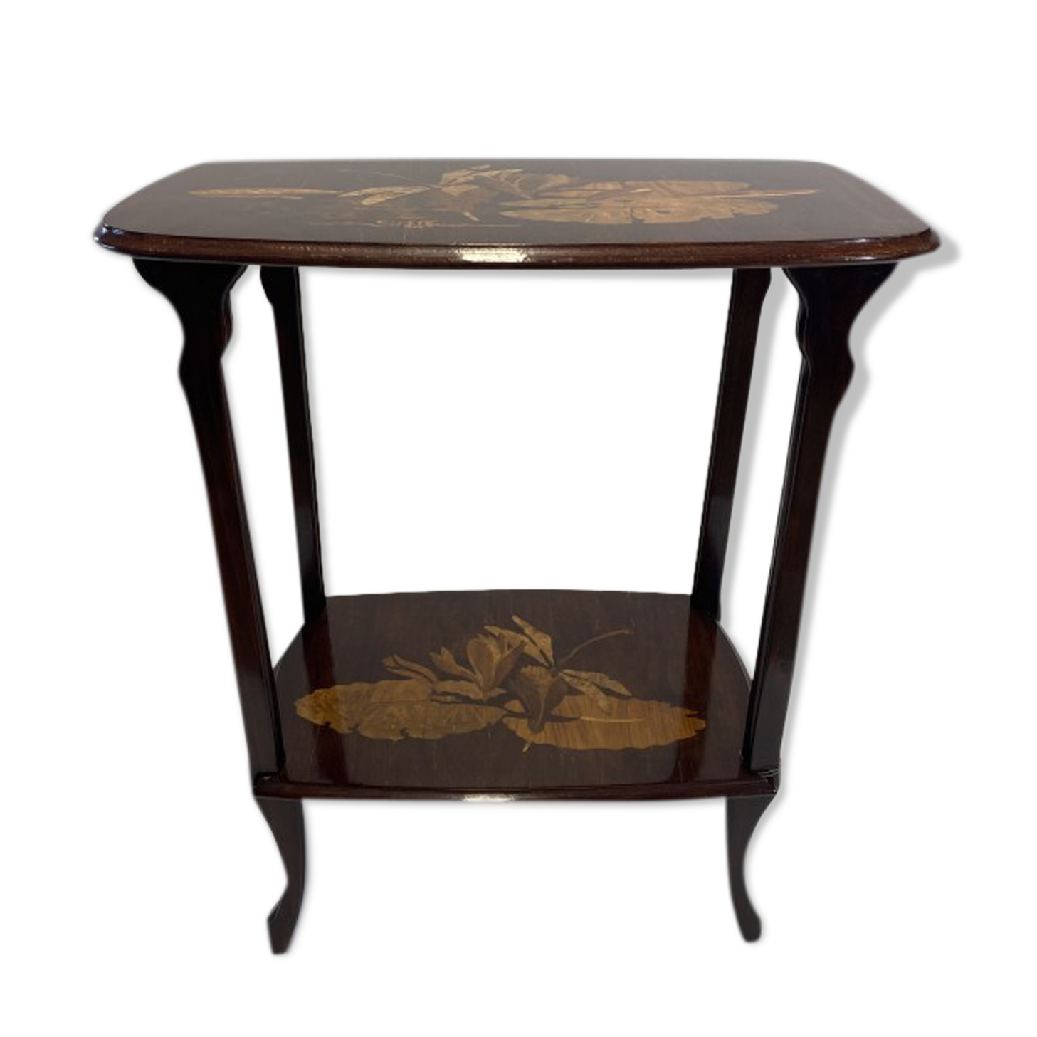 French Art Nouveau two-tier service table by Emile Gallé