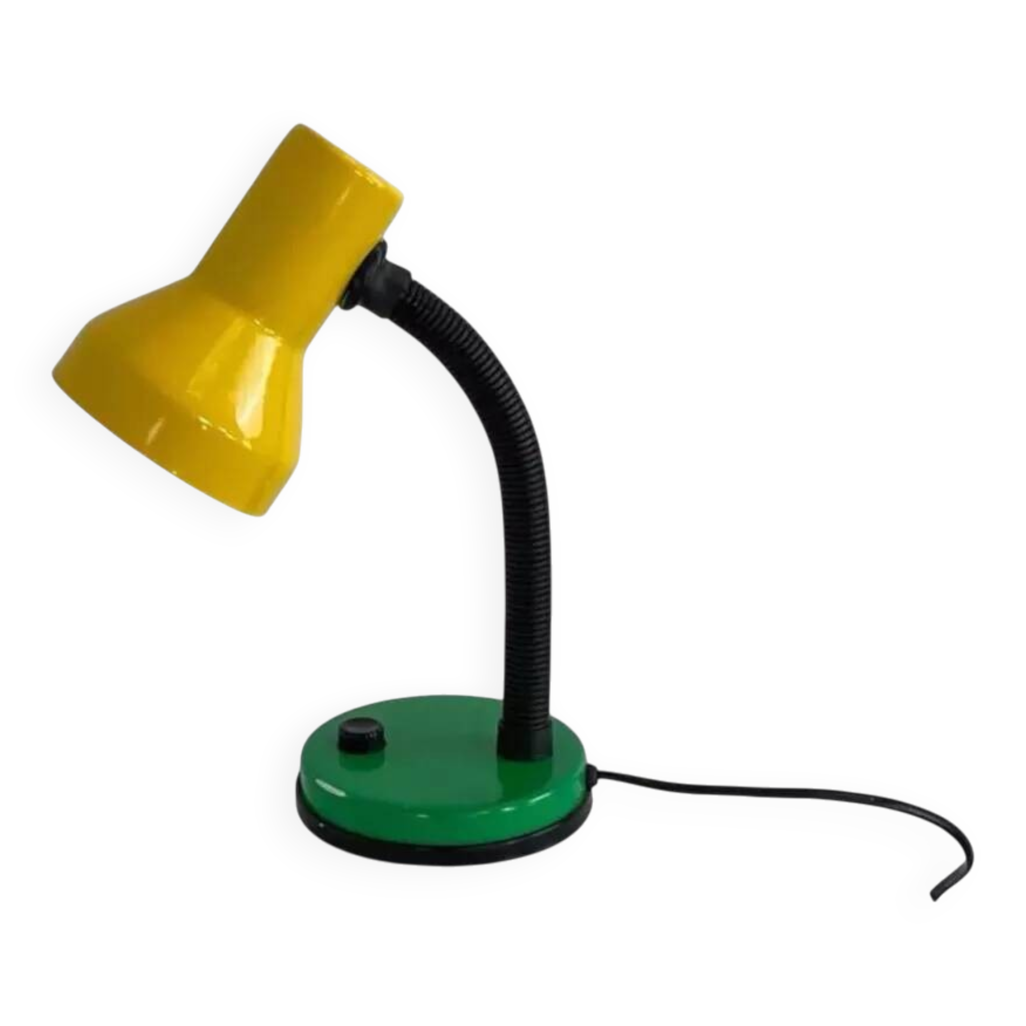 Yellow and green industrial desk lamp