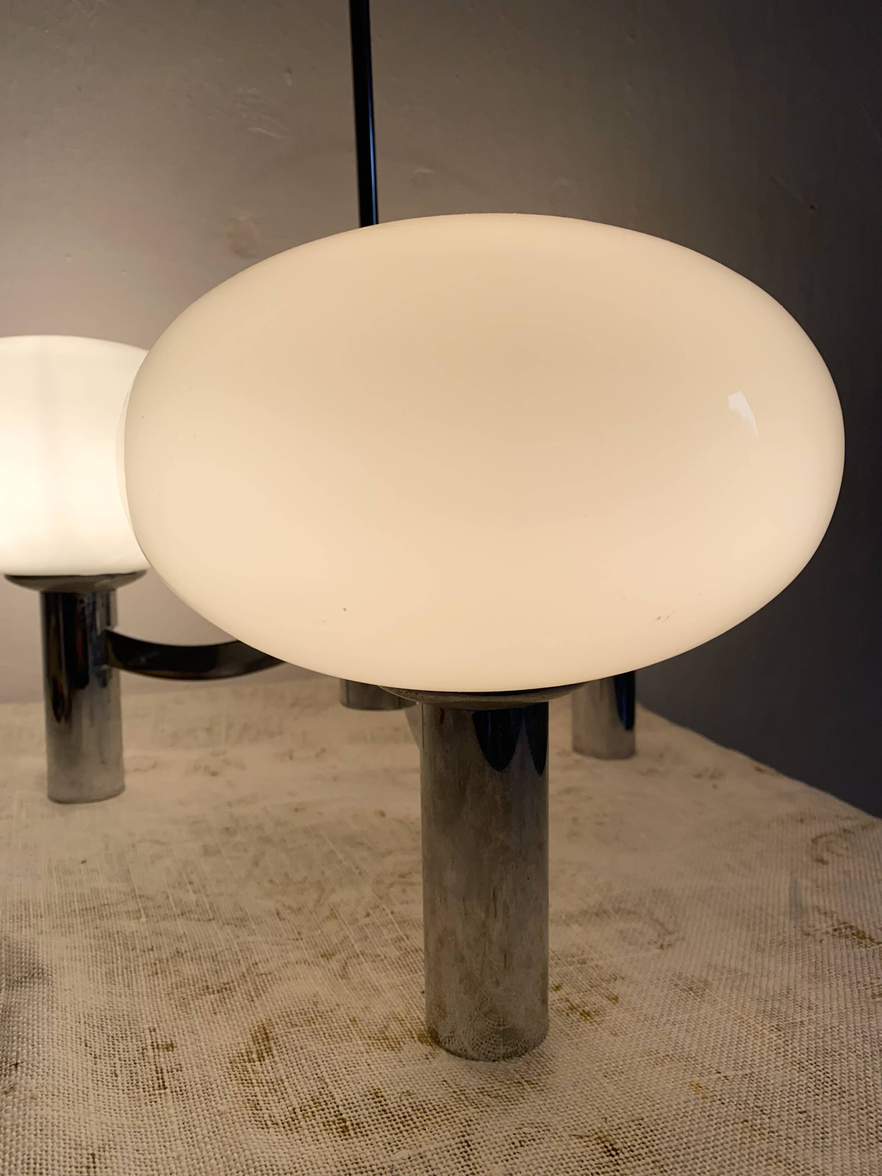 Space age glass and chrome chandelier, Italian design 1970