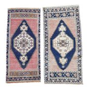 Set of 2 vintage handmade Turkish rugs 48x103 cm