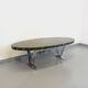 Vintage oval coffee table in stone and chromed metal from the 70s