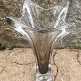 Smoky crystal designer vase, Murano Sommerso style, vintage, 1970s