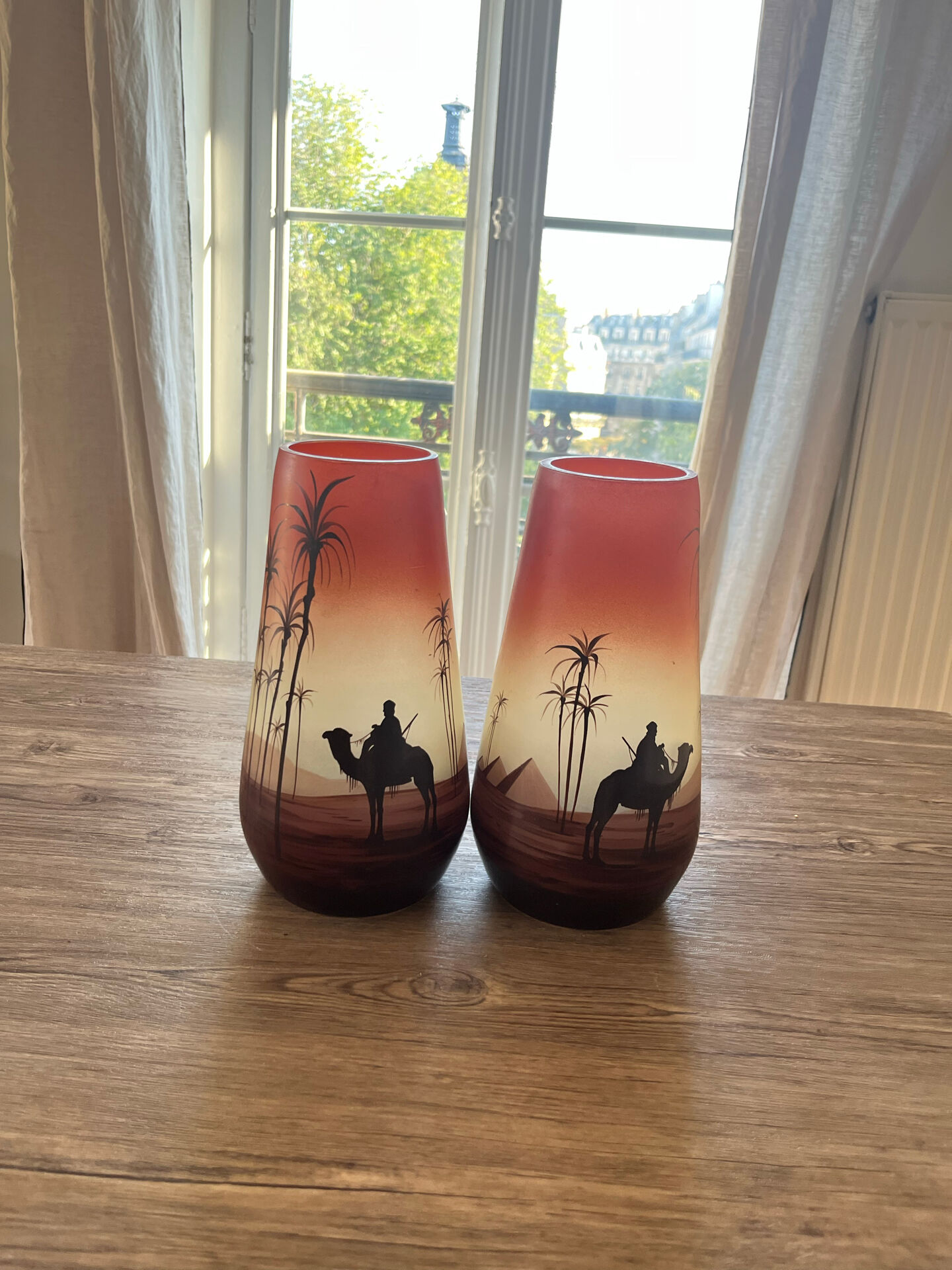 Very beautiful pair of decorative glass vases.
