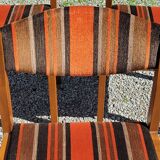 Set of 5 70s designer chairs in beech and orange and brown velvet Self éditeur
