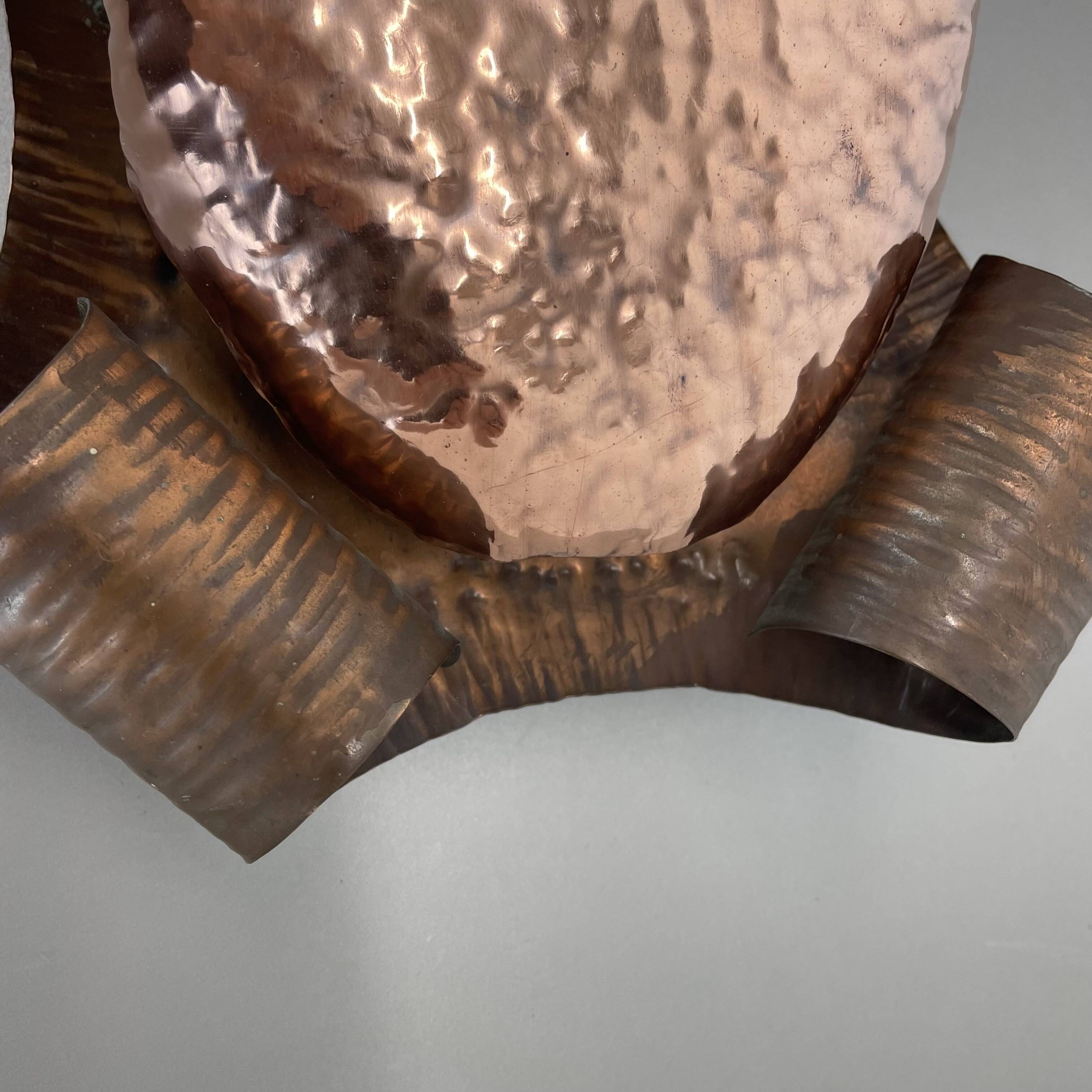 rare handmade solid copper Stilnovo Style Theatre Wall Light, Italy 1950s