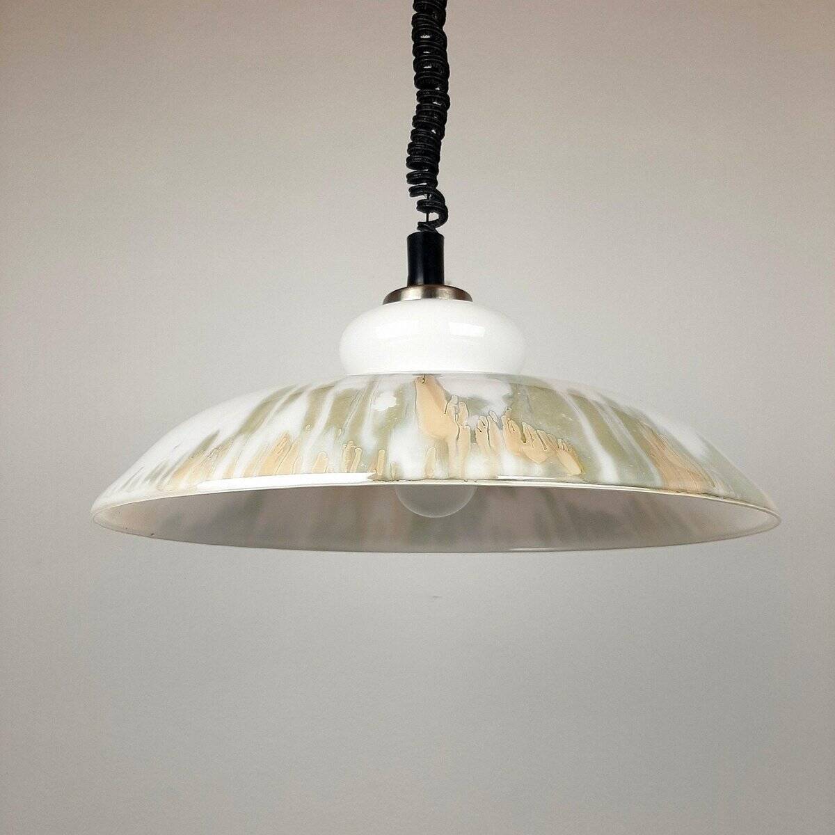White glass pendant lamp, 1970s