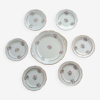 Set of flat dessert service and 6 plates l'Amandinoise St-Amand