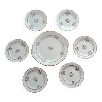 Set of flat dessert service and 6 plates l'Amandinoise St-Amand