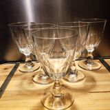 5 antique wine glasses with cut sides