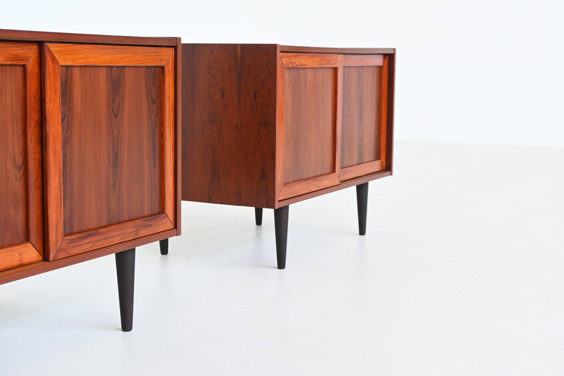 Pair of IB Kofod-Larsen cabinets in rosewood, Faarup, Denmark 1960.