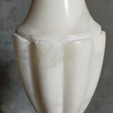 Alabaster table lamp, baluster foot, virgin wool lampshade