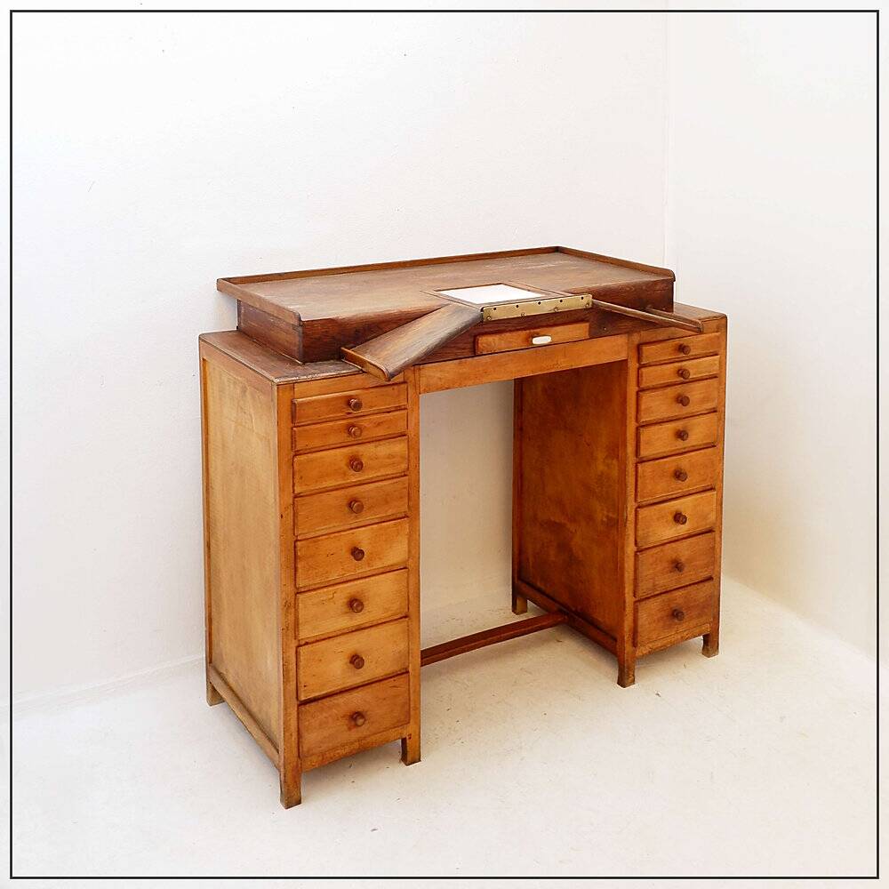 Auxilia watchmaker's workbench with illuminated glass top - early 20th century