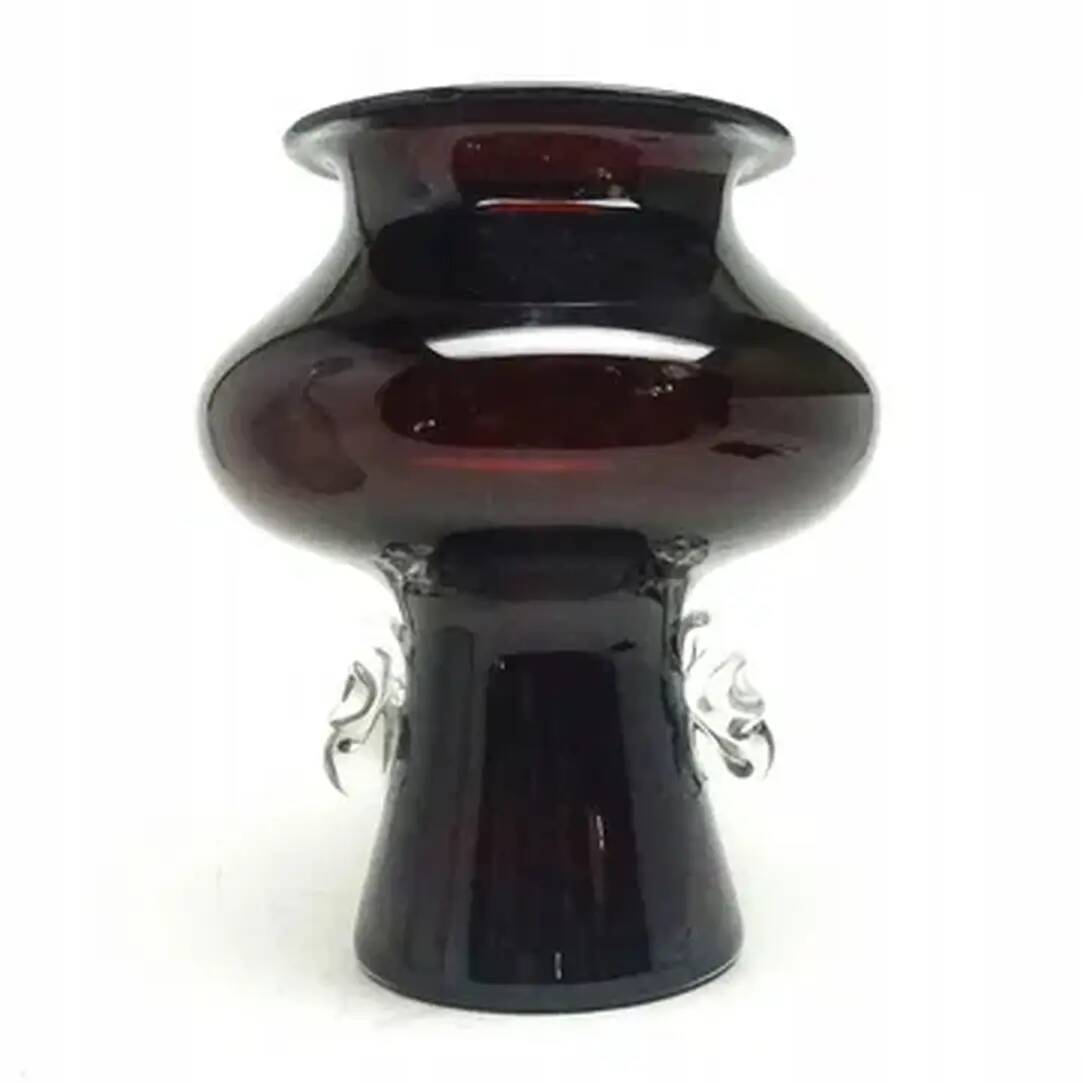 Vase, Polish modernism, burgundy glass, Poland, 1970s