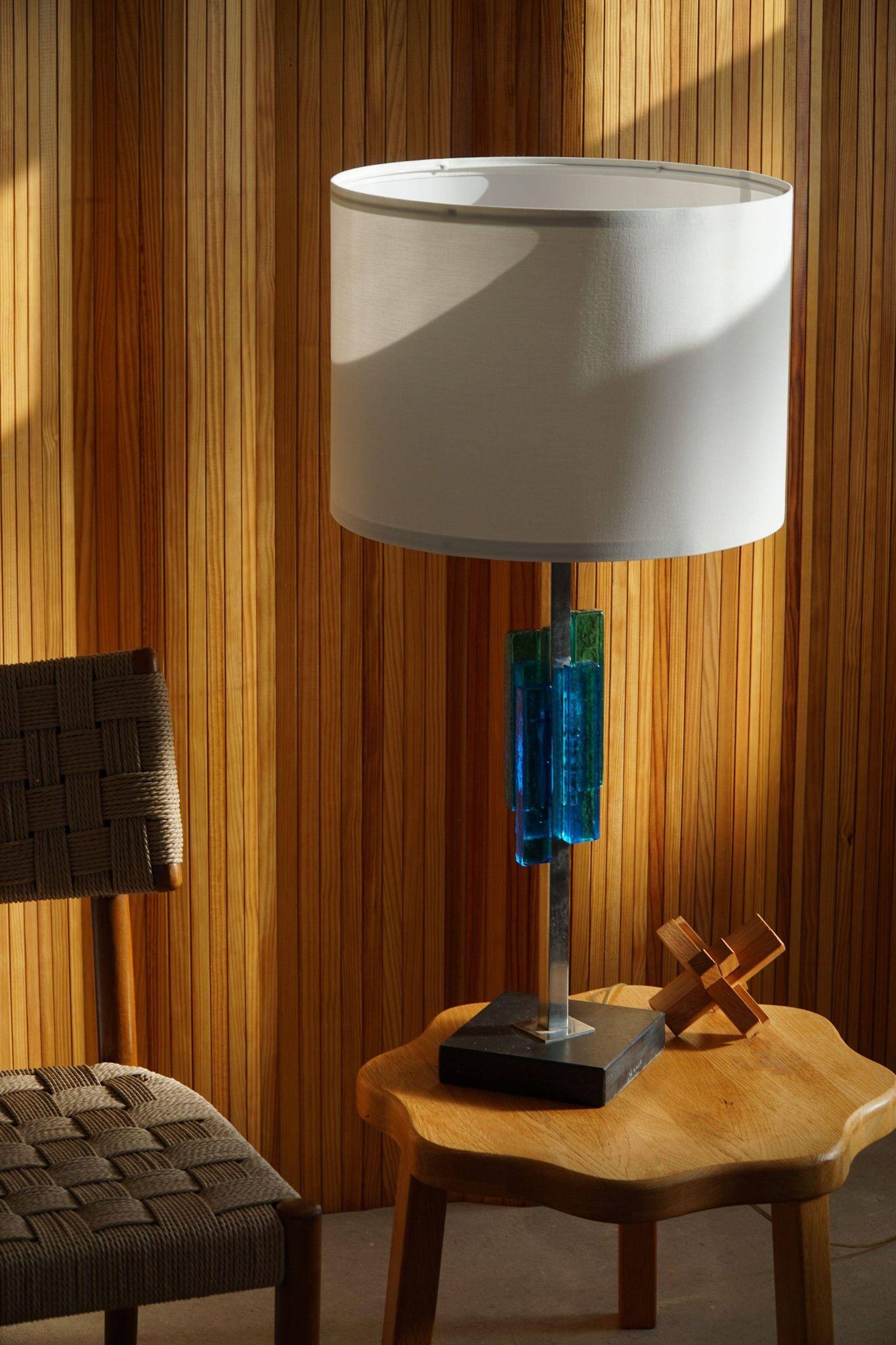 Table lamp Svend Aage Holm Sørensen, metal and glass, modern Danish design, 1960s