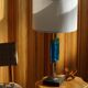 Lampe de table Svend Aage Holm Sørensen, métal et verre, design danois moderne, années 1960