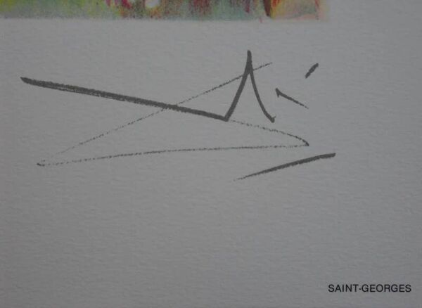 Lithographie signée Les chevaux, Saint Georges, Salvador Dali