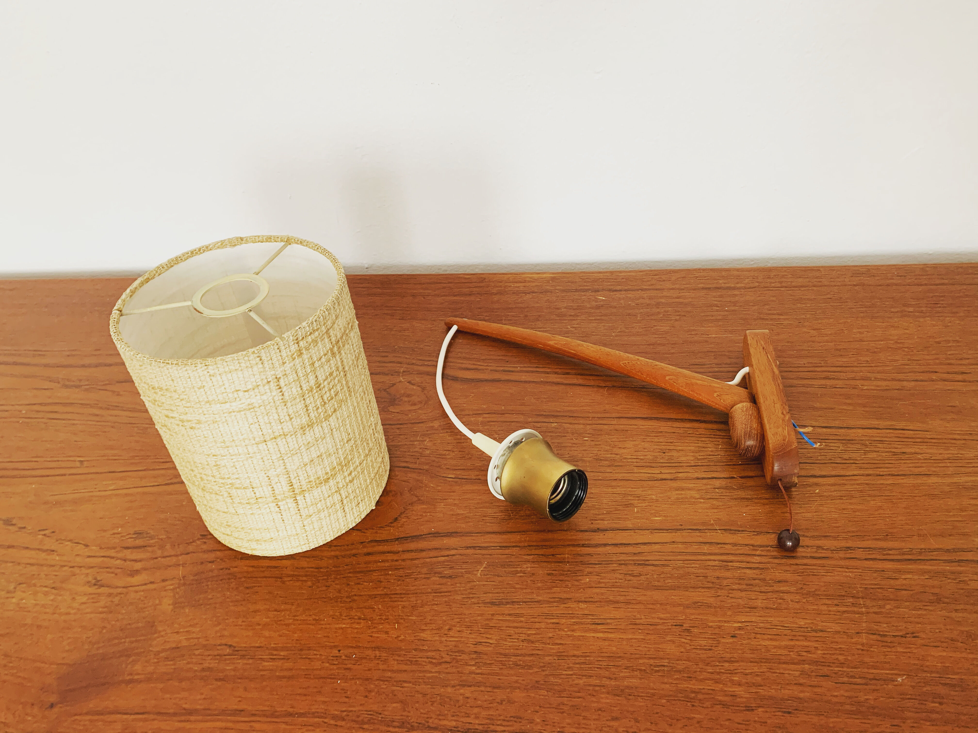 Danish adjustable teak wall lamp