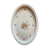 Oval serving dish, Labrut Grigny, small flowers model and golden border.
