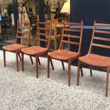 4 beautiful Scandinavian teak and velvet chairs