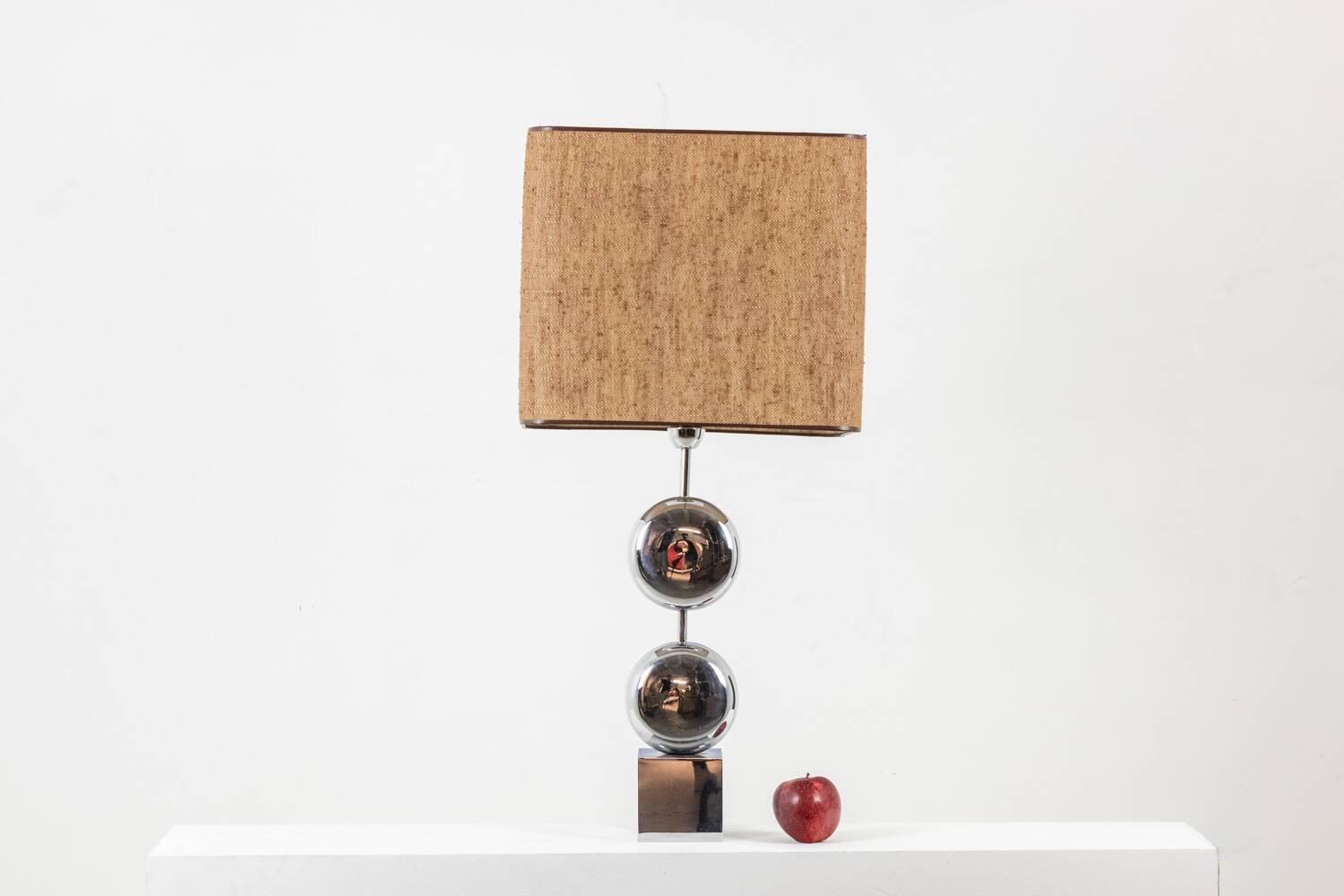 Chrome-plated metal lamp. Signed Chalier Paris. 1970s