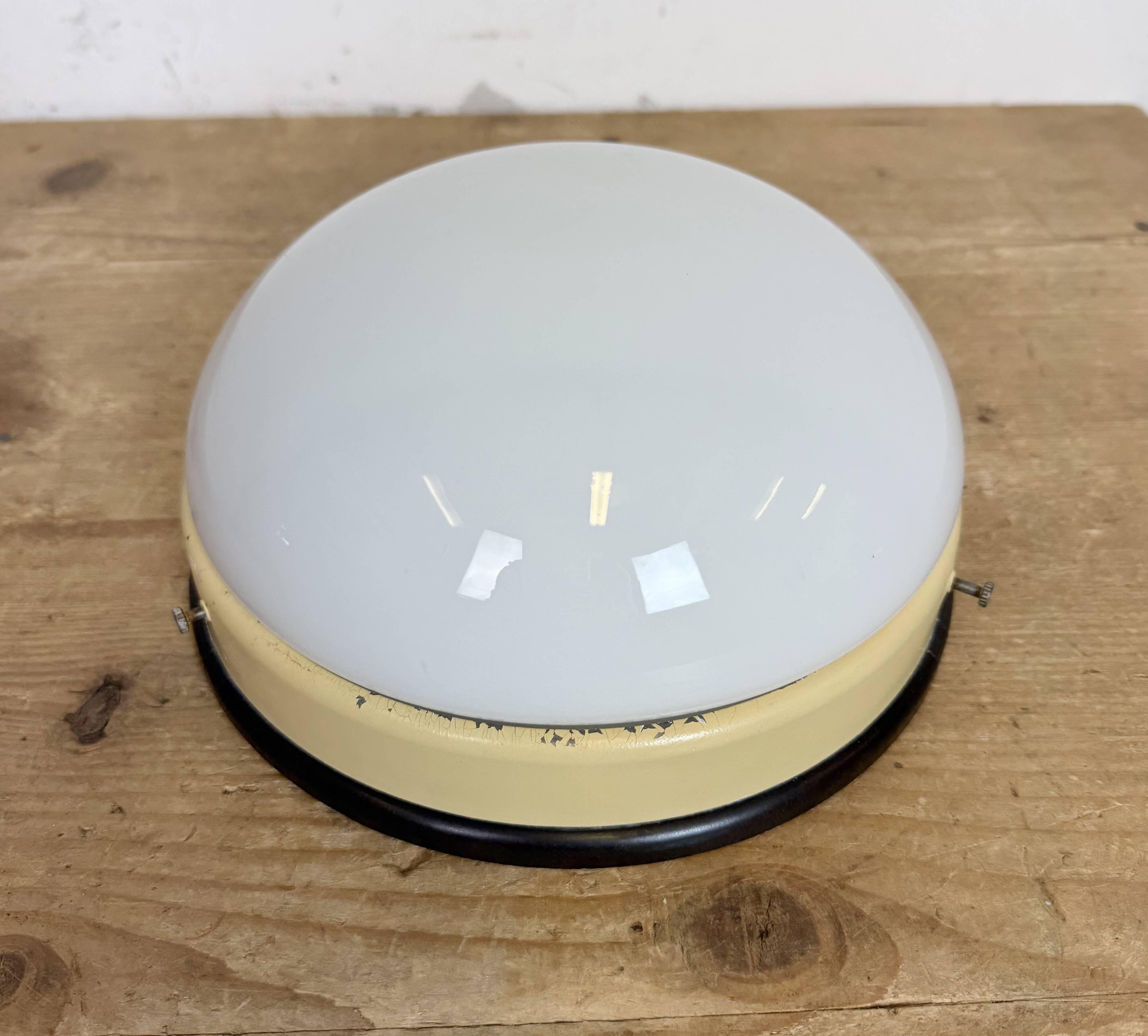 Industrial Bakelite Wall or Ceiling Light with Milk Glass, 1950s