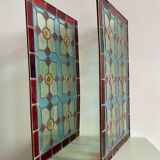Pair of 1900 polychrome stained glass windows
