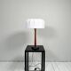 Mid-century teak and cotton table lamp by Einar Bäckström, Sweden, 1950s.