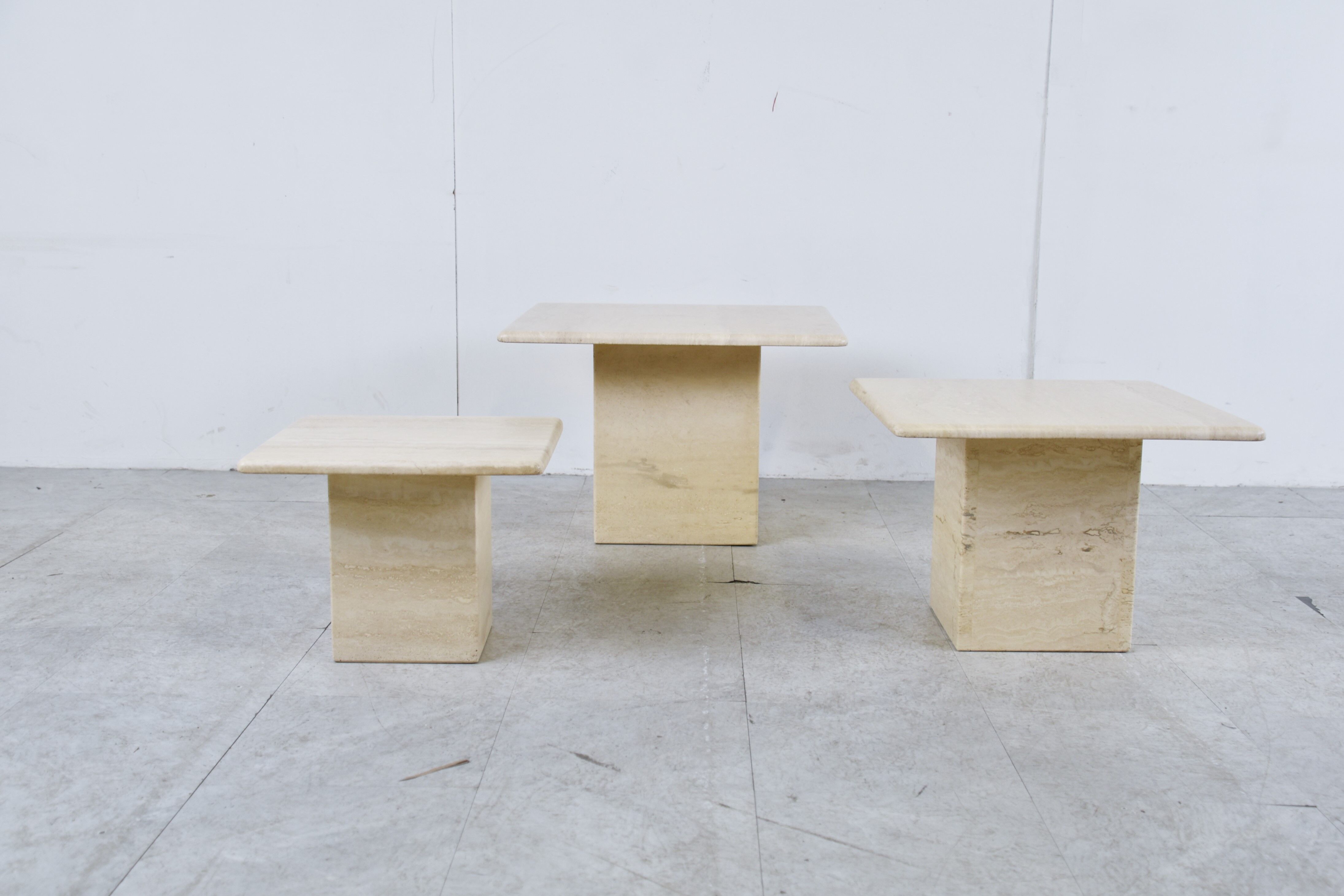 Vintage travertine nesting tables or side tables, 1970s