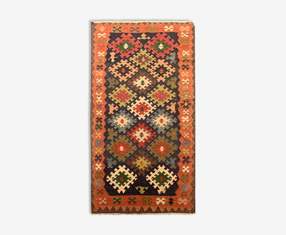 Tapis Persan Kilim fait à la main en laine 125x380cm