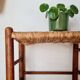 Old wooden and straw bench