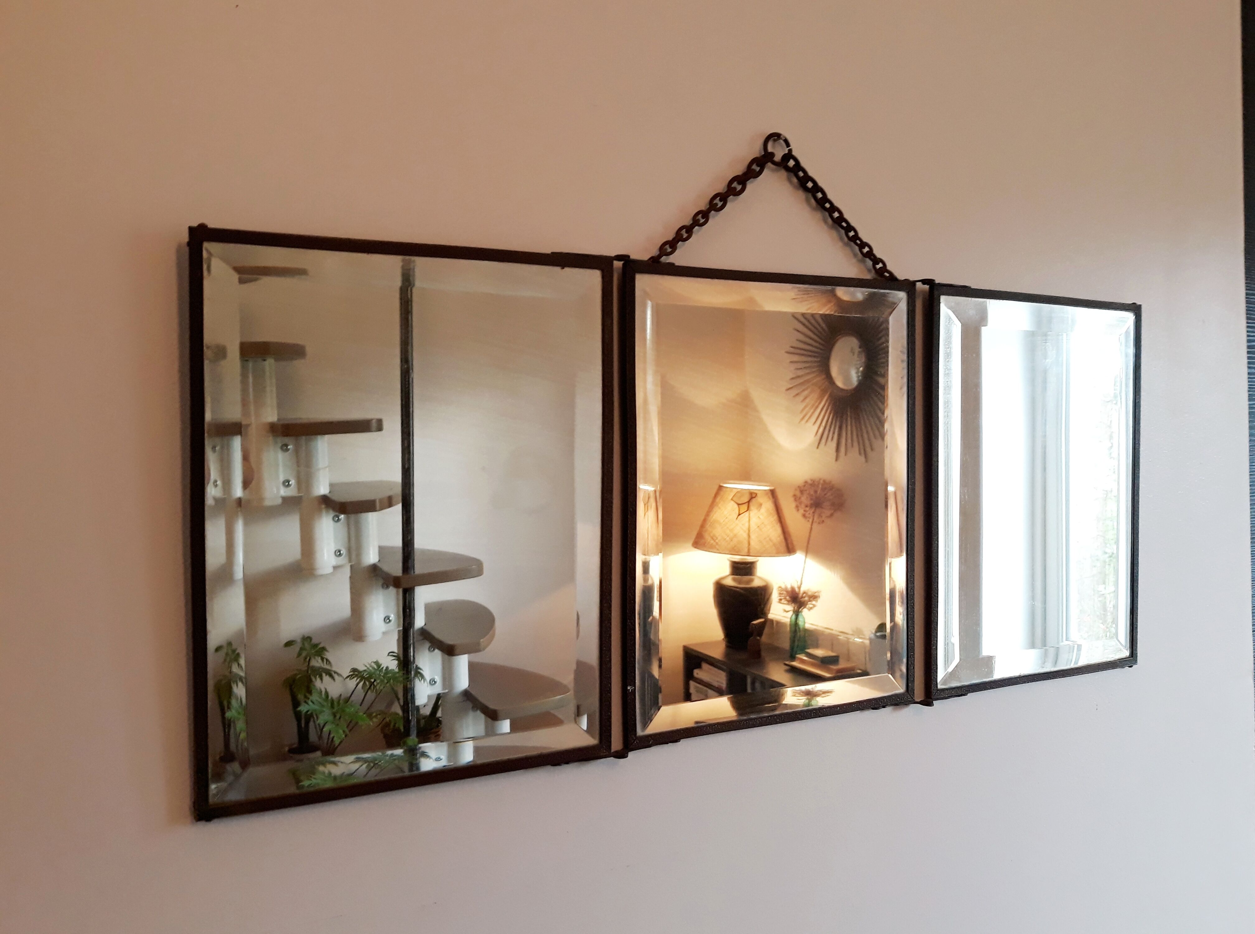 Mirror triptych barber vintage 66cm x 27cm