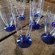 7 faceted champagne flutes – cobalt blue stem – 1970s