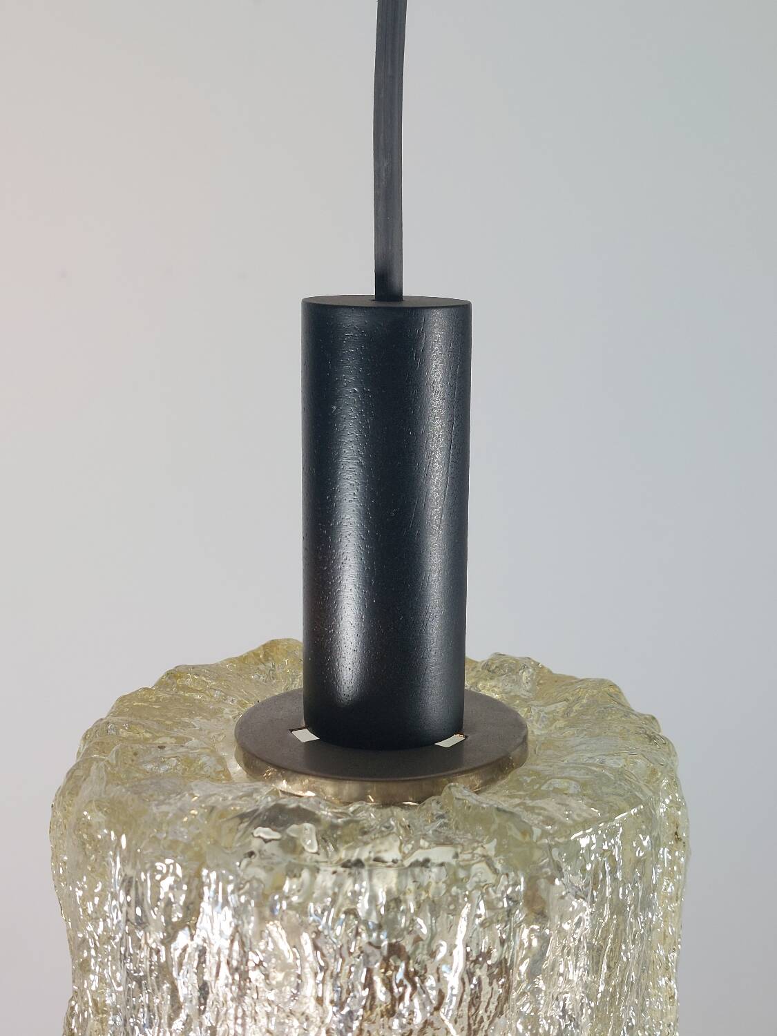 Vintage Mid Century Ice Glass Pendant Light 1970s