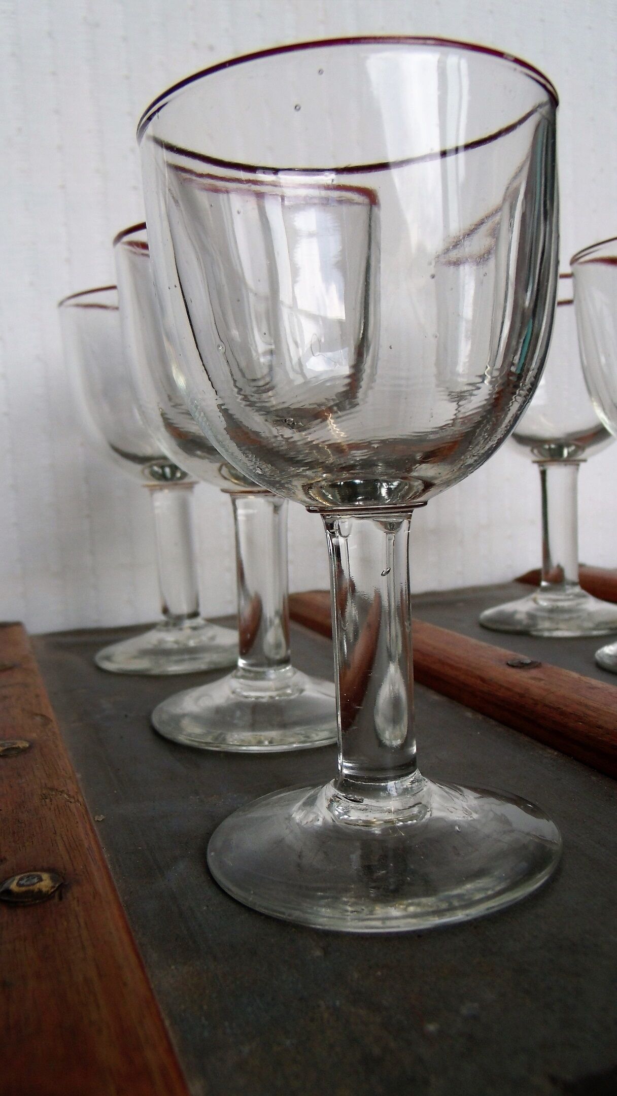 Lot of 6 old Bistro nineteenth ball glasses thick blown