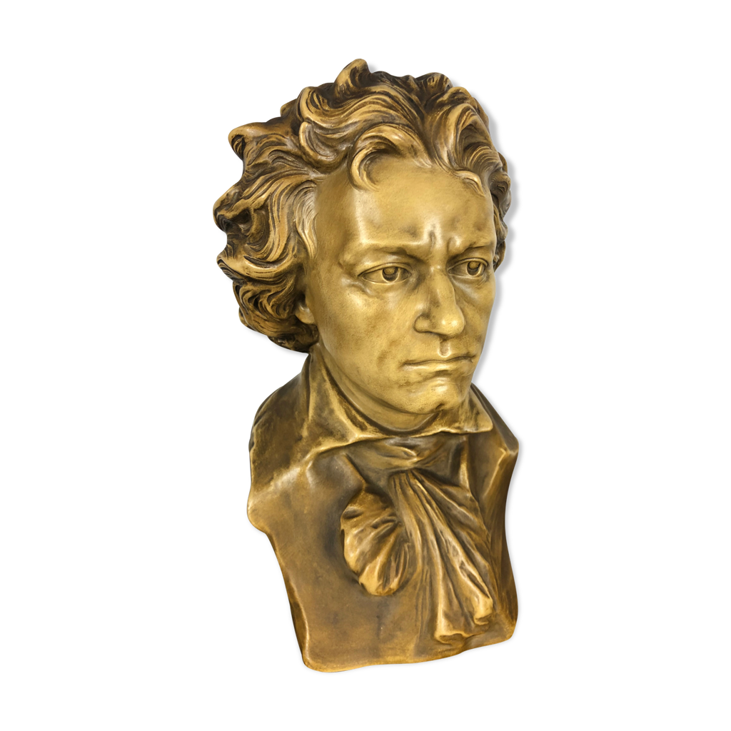 Buste De Beethoven En Platre à Patine Bronze, Signé Godeski